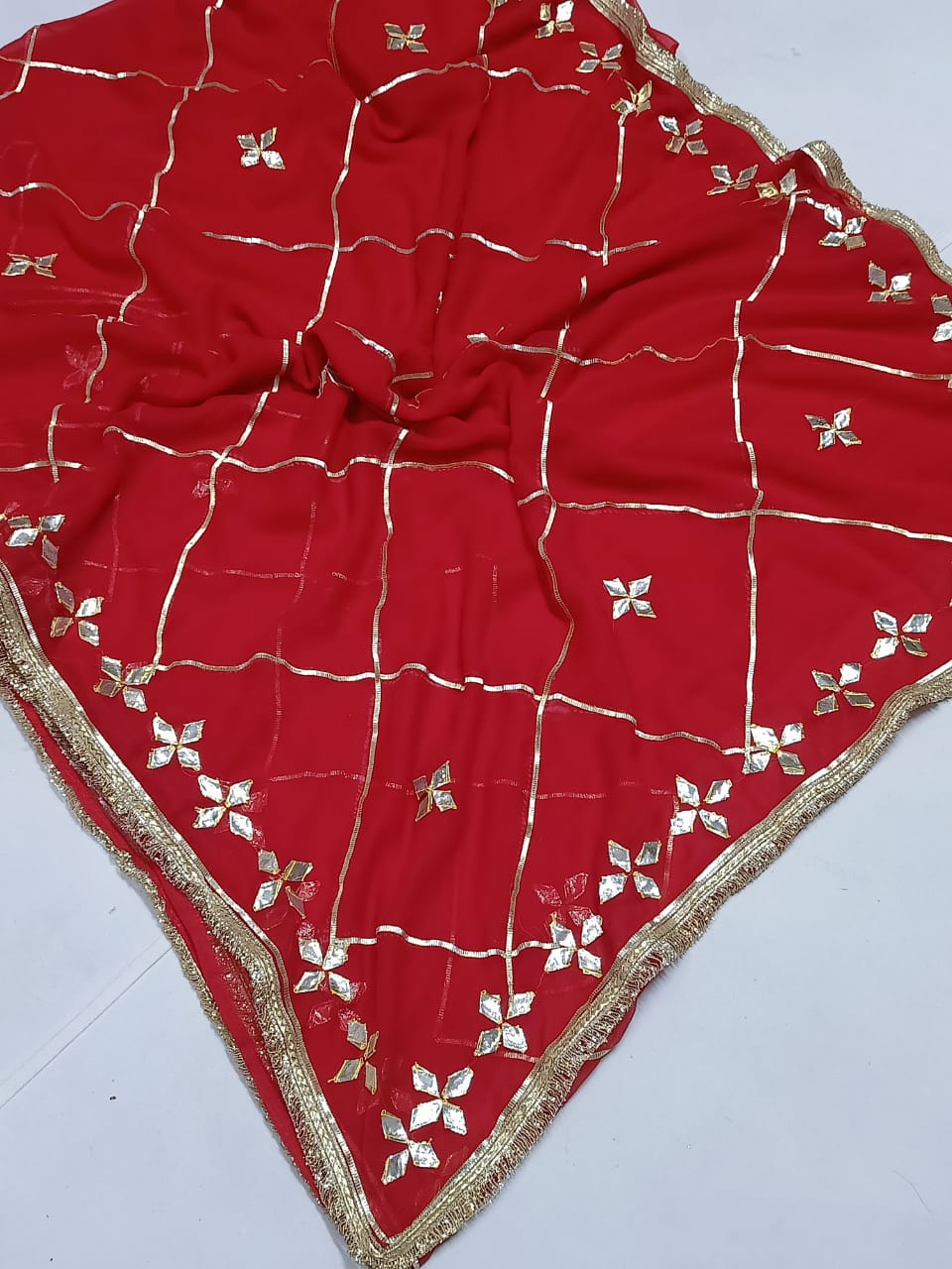 Sweet Georgette Saree Dark Red